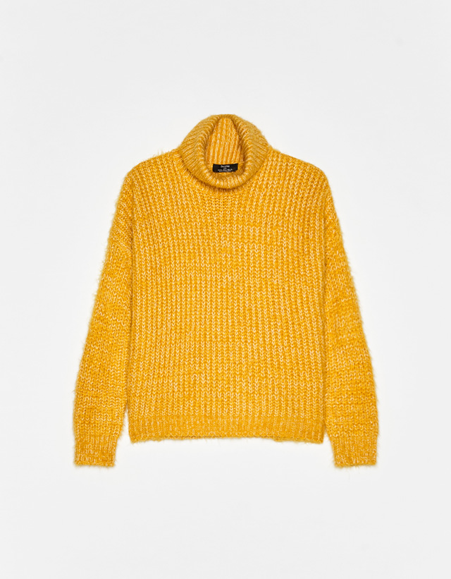 turtleneck yellow sweater