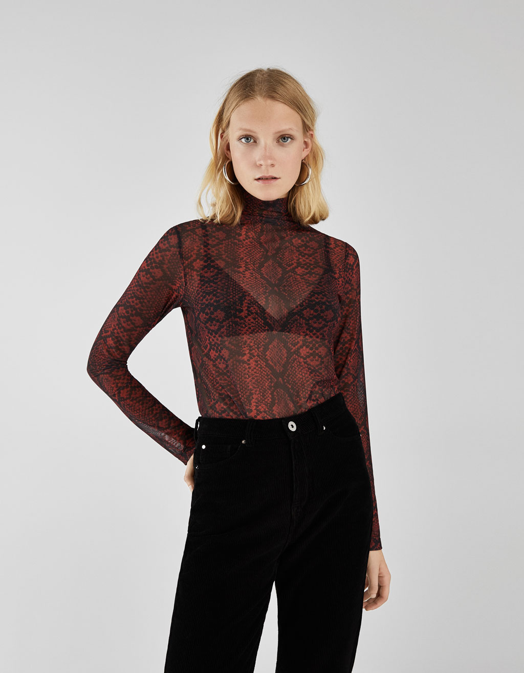 sheer high neck top