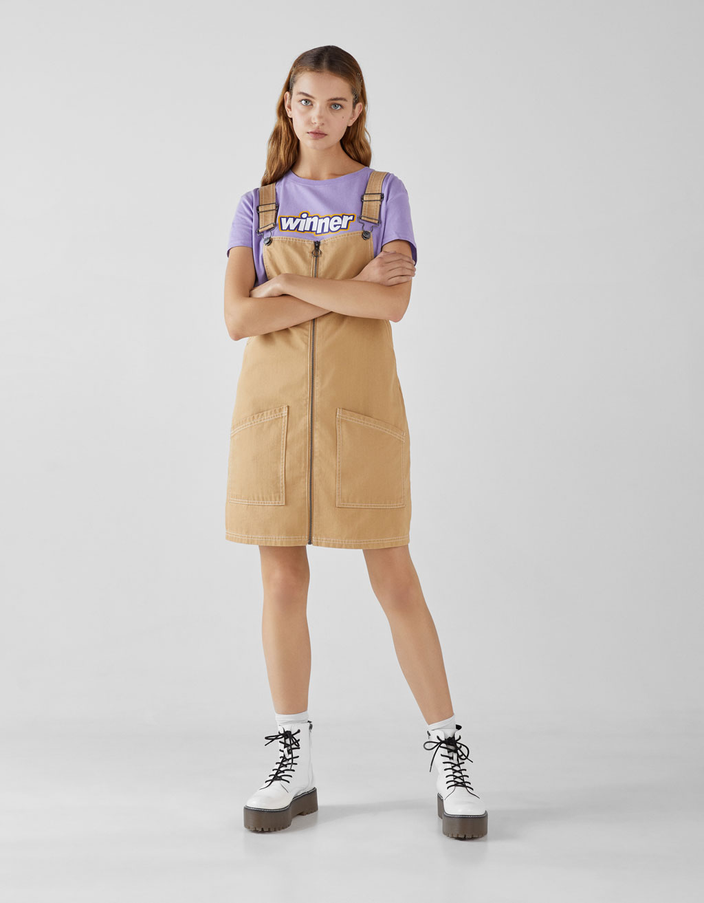 pinafore dress bershka