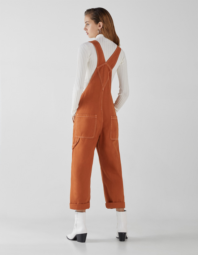 orange denim dungarees