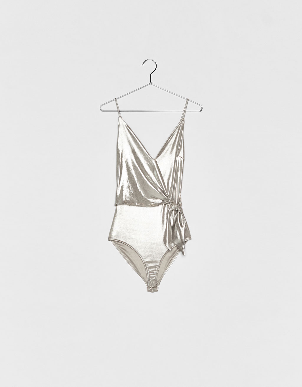 Metallic Bodysuit with Knot
