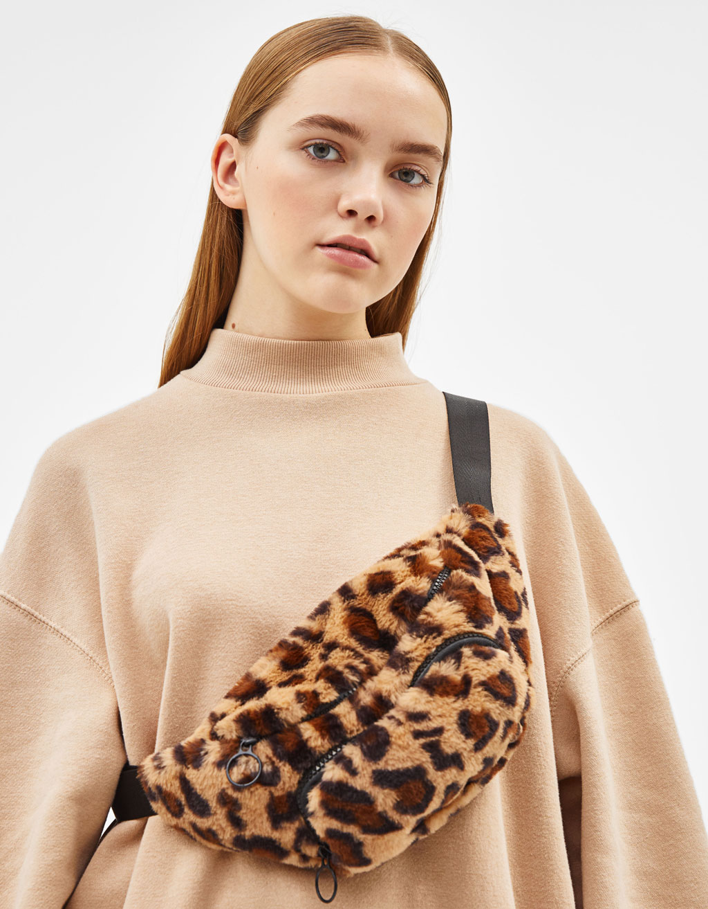 leopard print faux fur bag