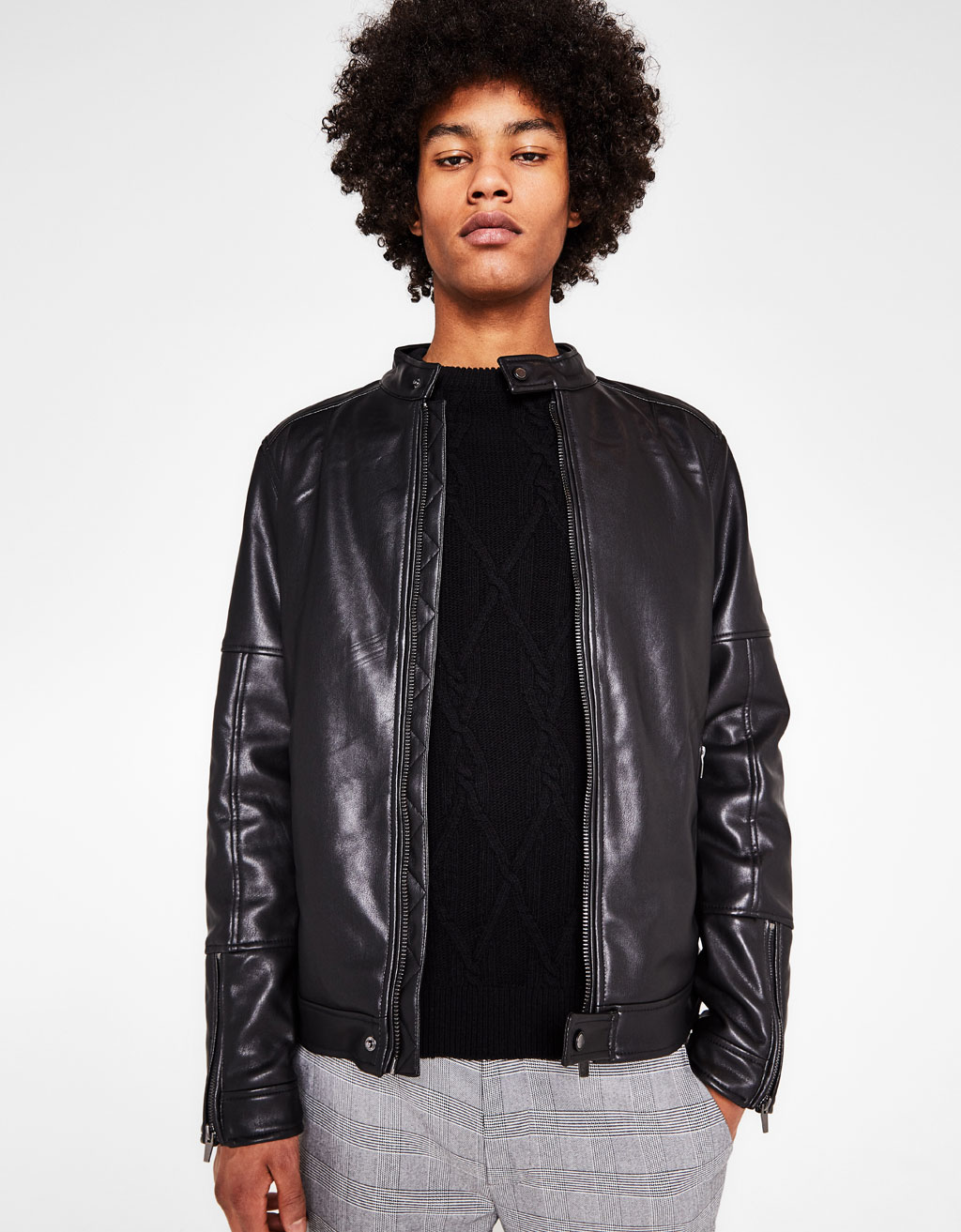 Faux Leather Biker Jacket Look Bershka Cyprus Faux Leather Biker Jacket
