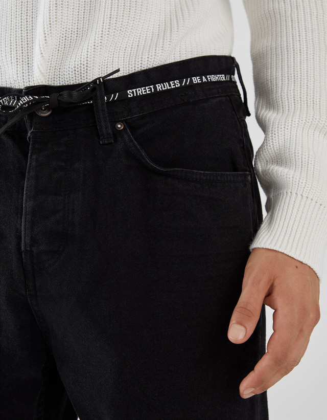 Cropped Jeans im Slim-Fit mit Kordel