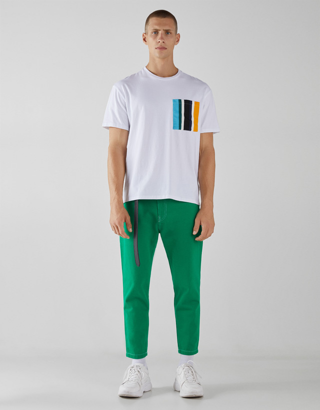 Slim Fit Kisa Paca Pantolon Erkek Bershka