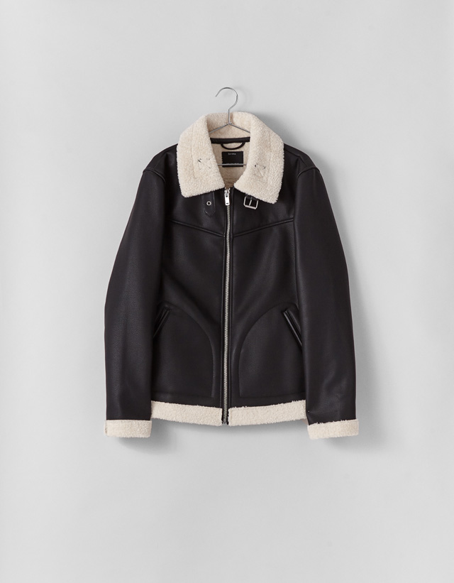 Aviator jacket with faux shearling 