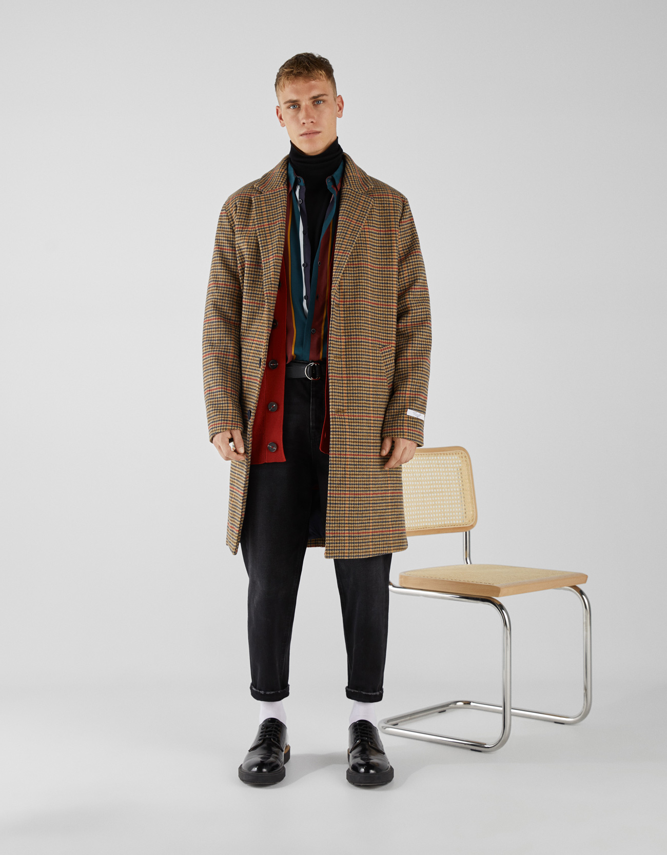 bershka plaid coat