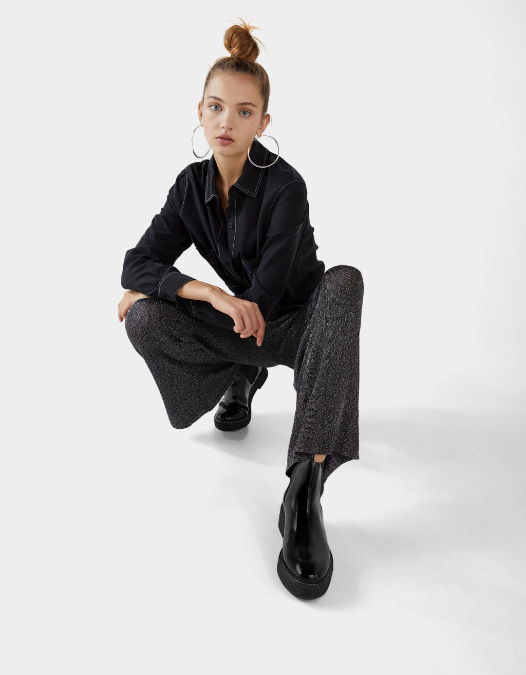 platform ankle boots with elastic panels