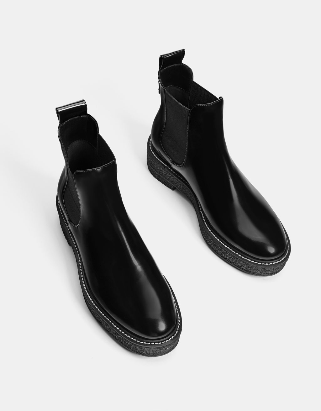 platform ankle boots with elastic panels