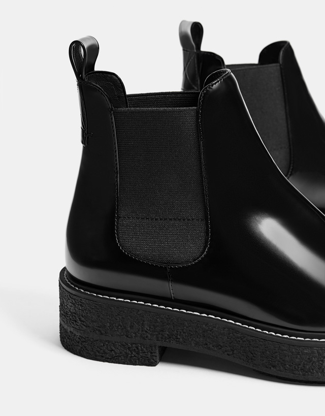 platform ankle boots with elastic panels