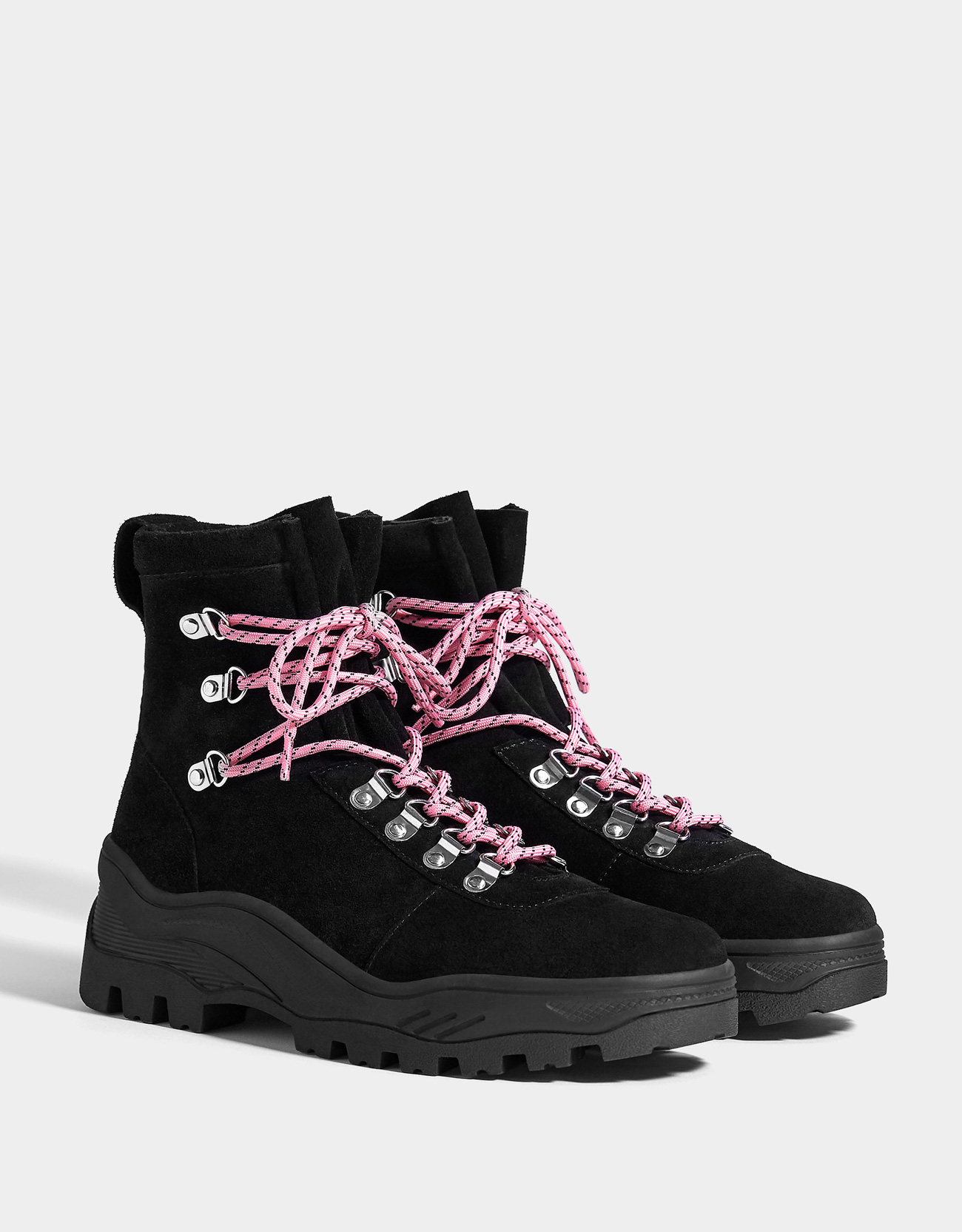 bershka leather track sole ankle boots