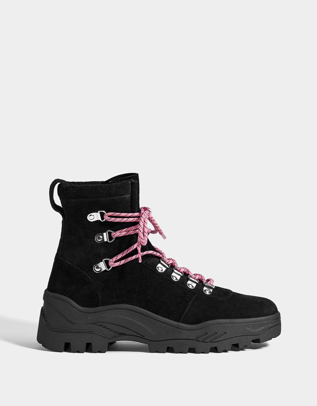 bershka leather track sole ankle boots