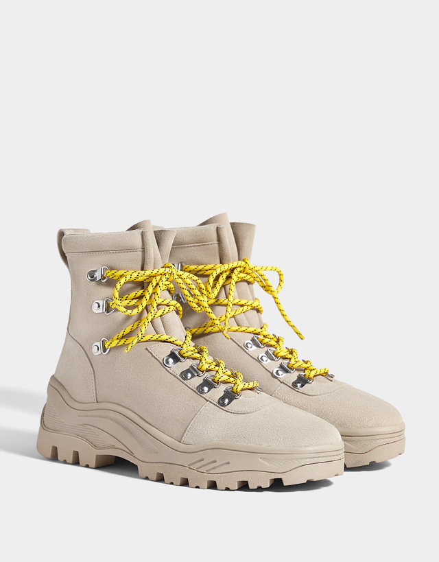 brown track sole boots
