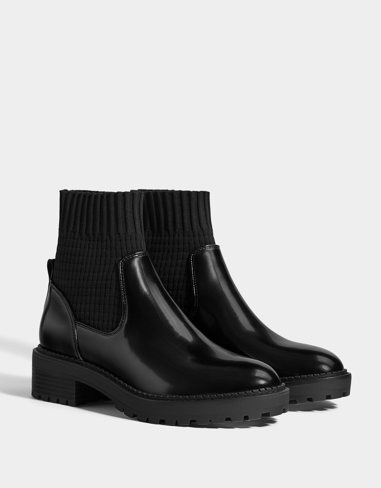 black sock boots flat