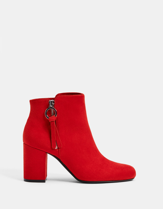 red high heeled ankle boots