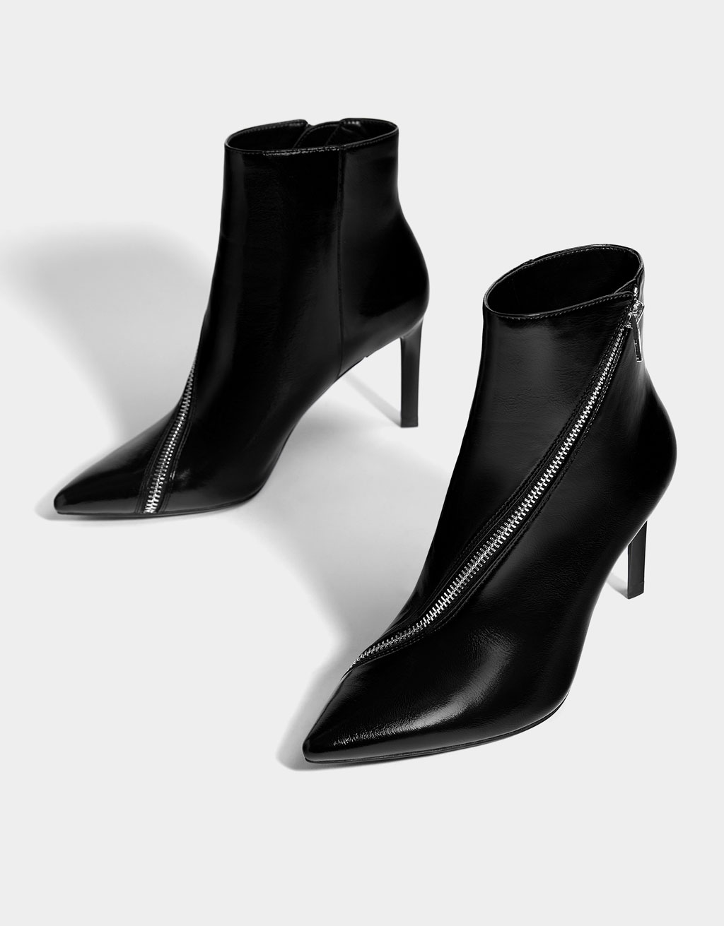 high heel patent leather boots
