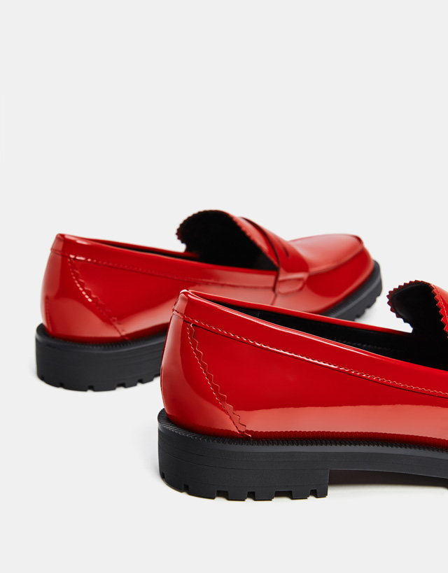 red penny loafers