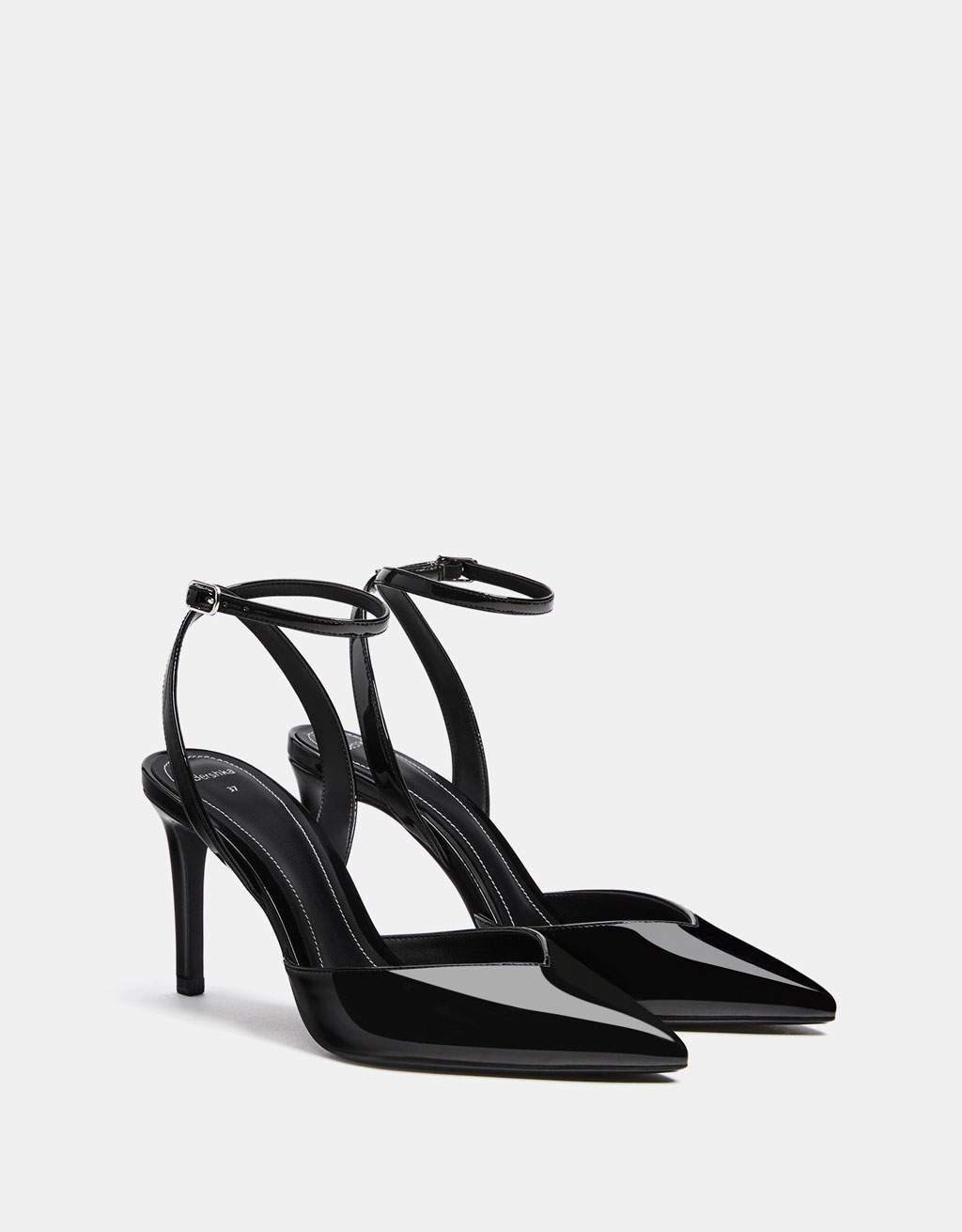 Faux patent leather slingback shoes