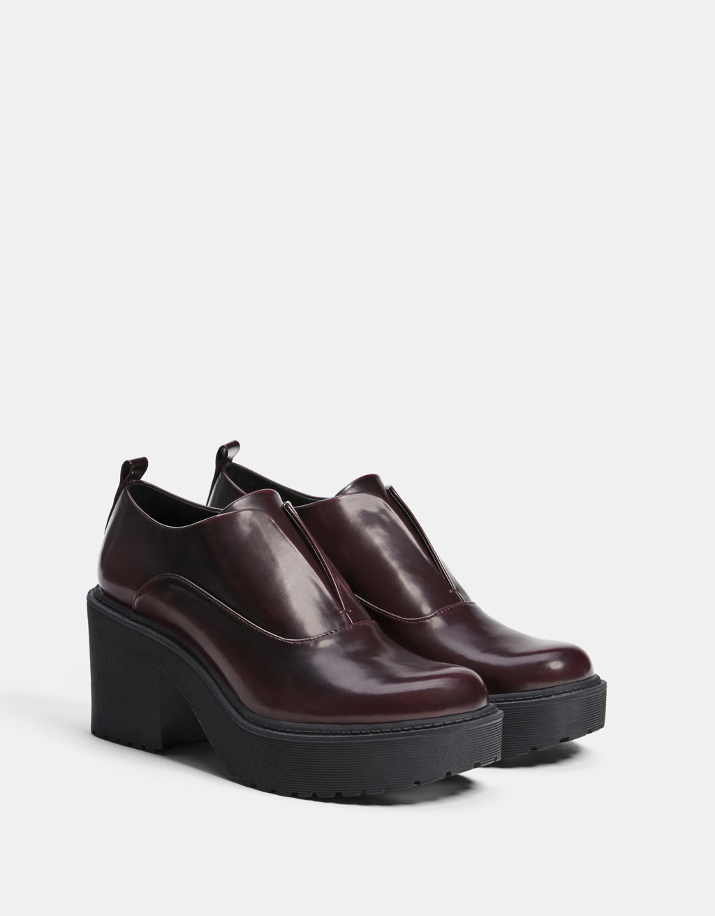 maroon platform derby shoes