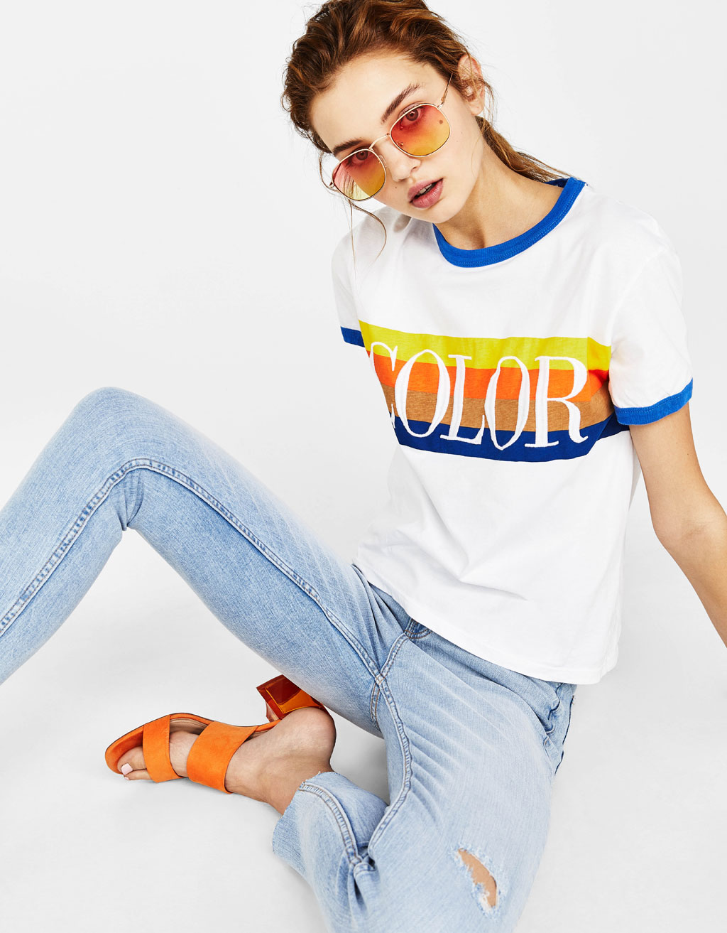 straight cropped jeans bershka