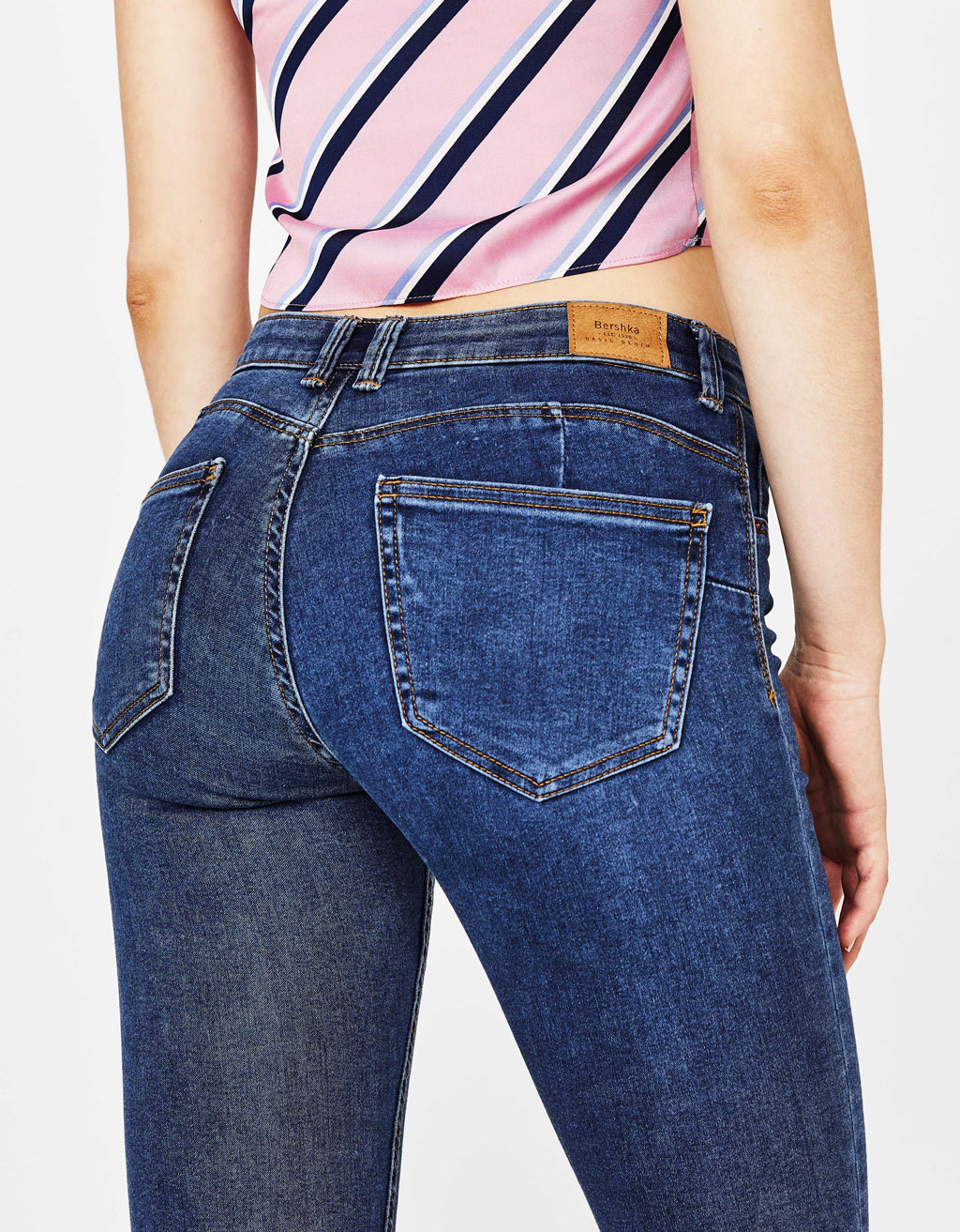 Low-rise push-up stretch jeans - Jeans - Bershka United Kingdom