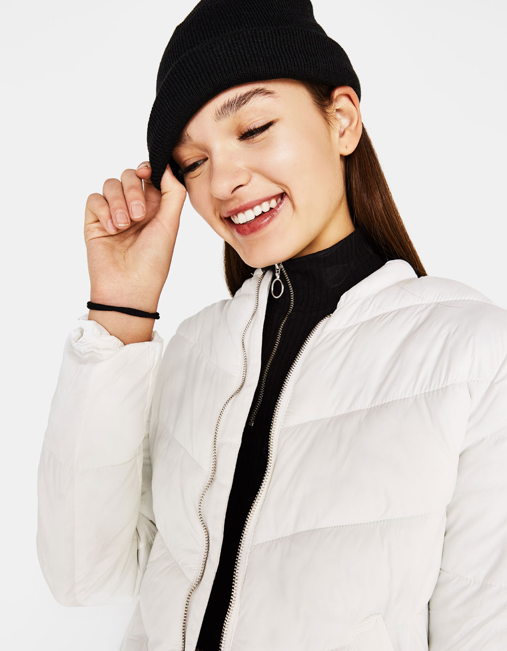 Bisiklet Yakali Puffy Mont Uzun Kollu Bershka Turkey