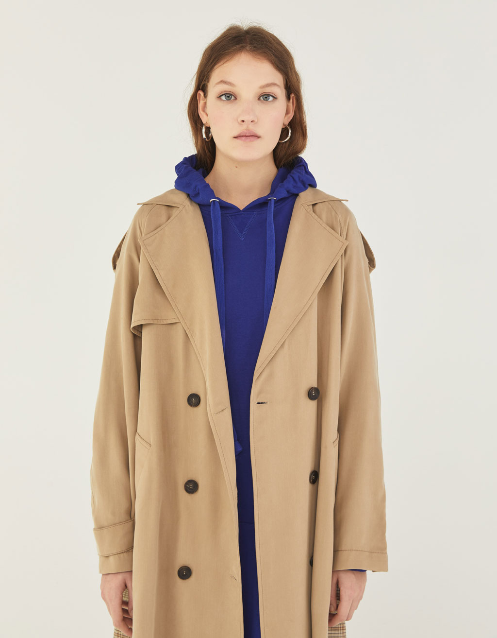 Gabardina combinada de cuadros