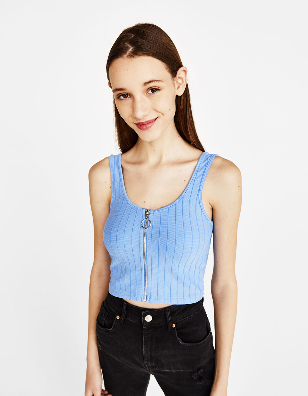 zip up top t shirts tops bershka spain