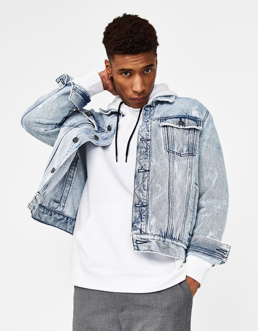 Yirtikli Denim Ceket Sapka Bere Bershka Turkey