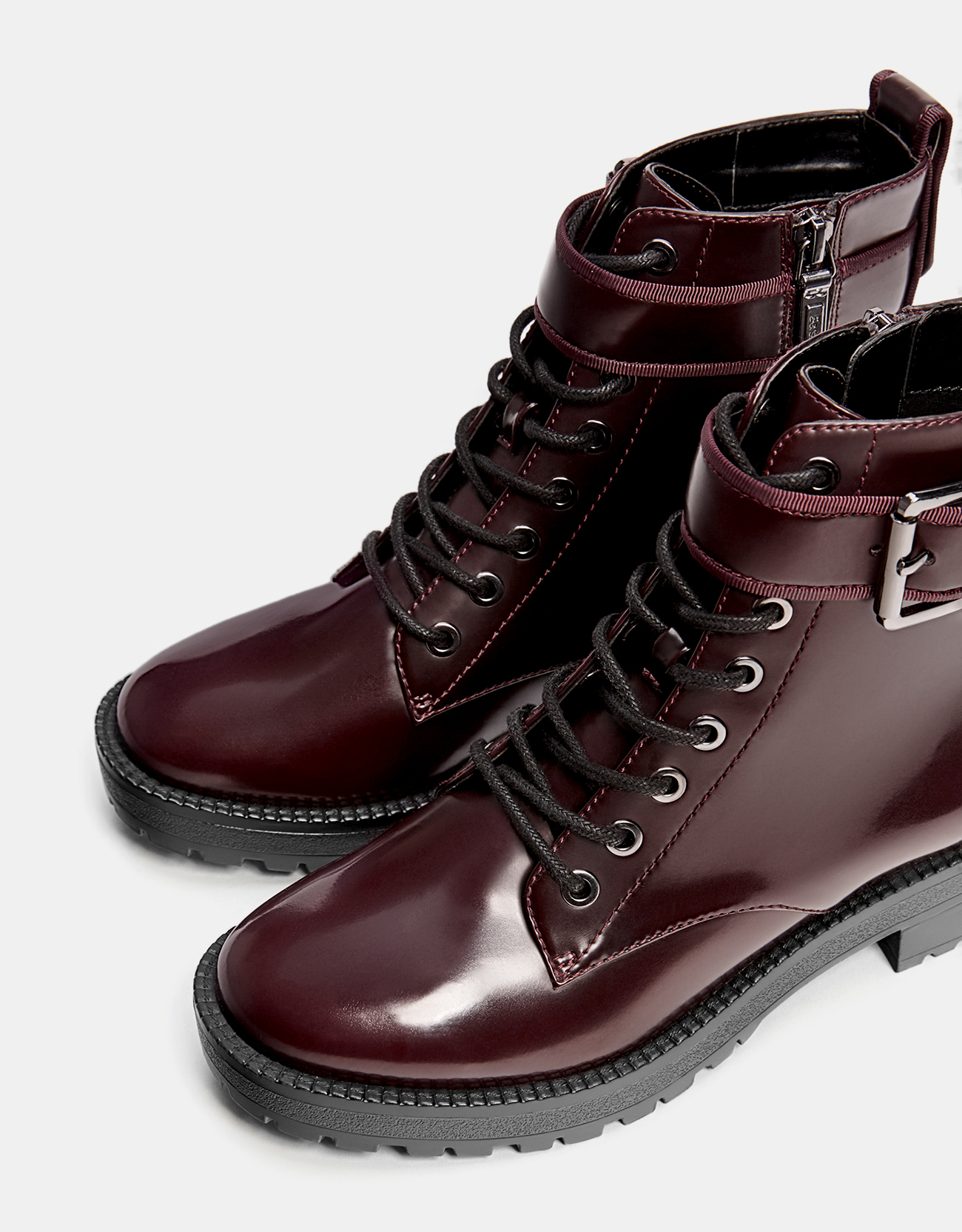 burgundy biker boots