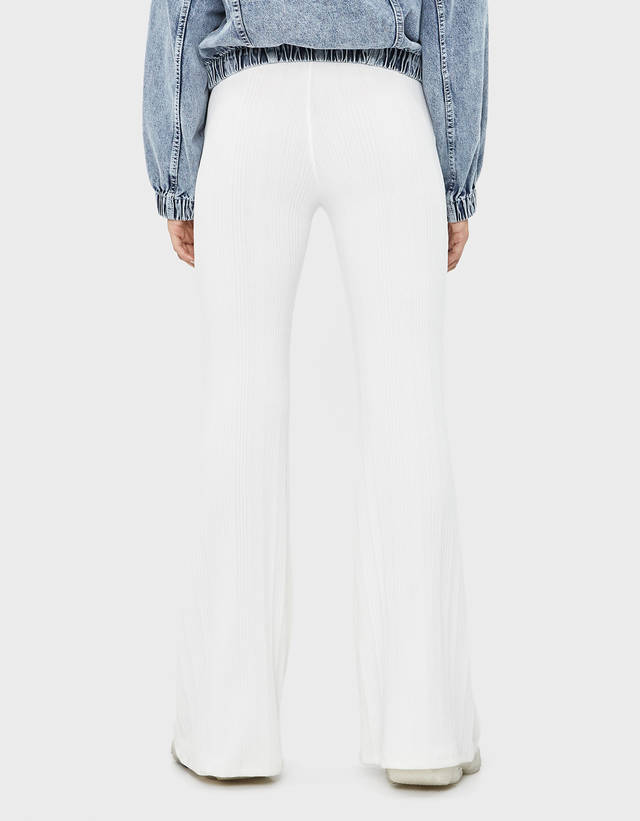 Ribbed flared trousers - New - Bershka 