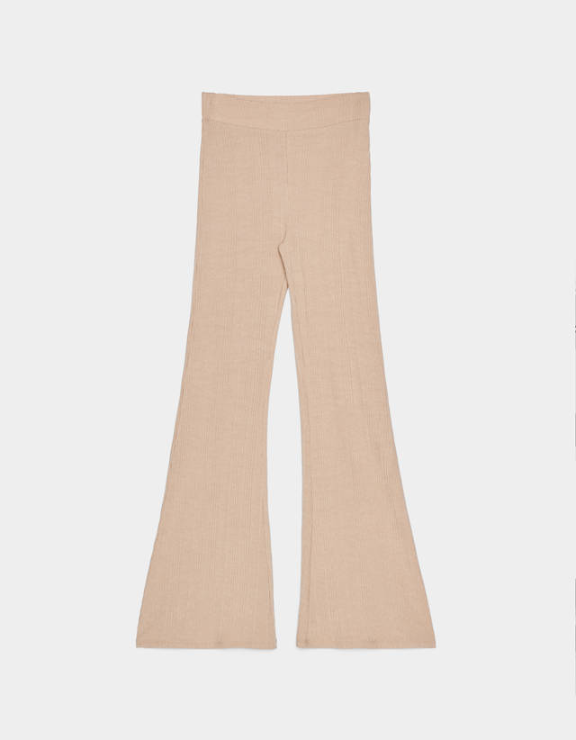 Ribbed flared trousers - null - Bershka 