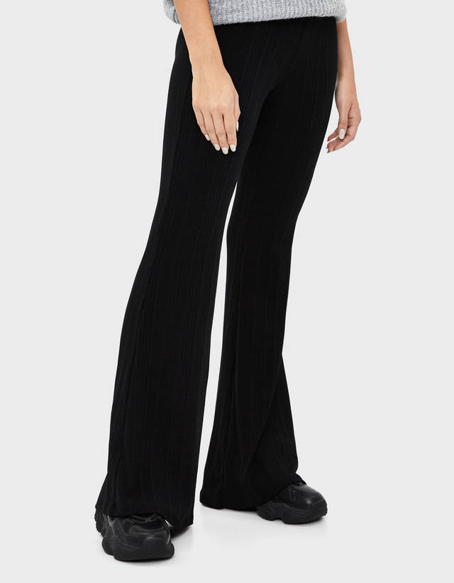 Ribbed flared trousers - null - Bershka 