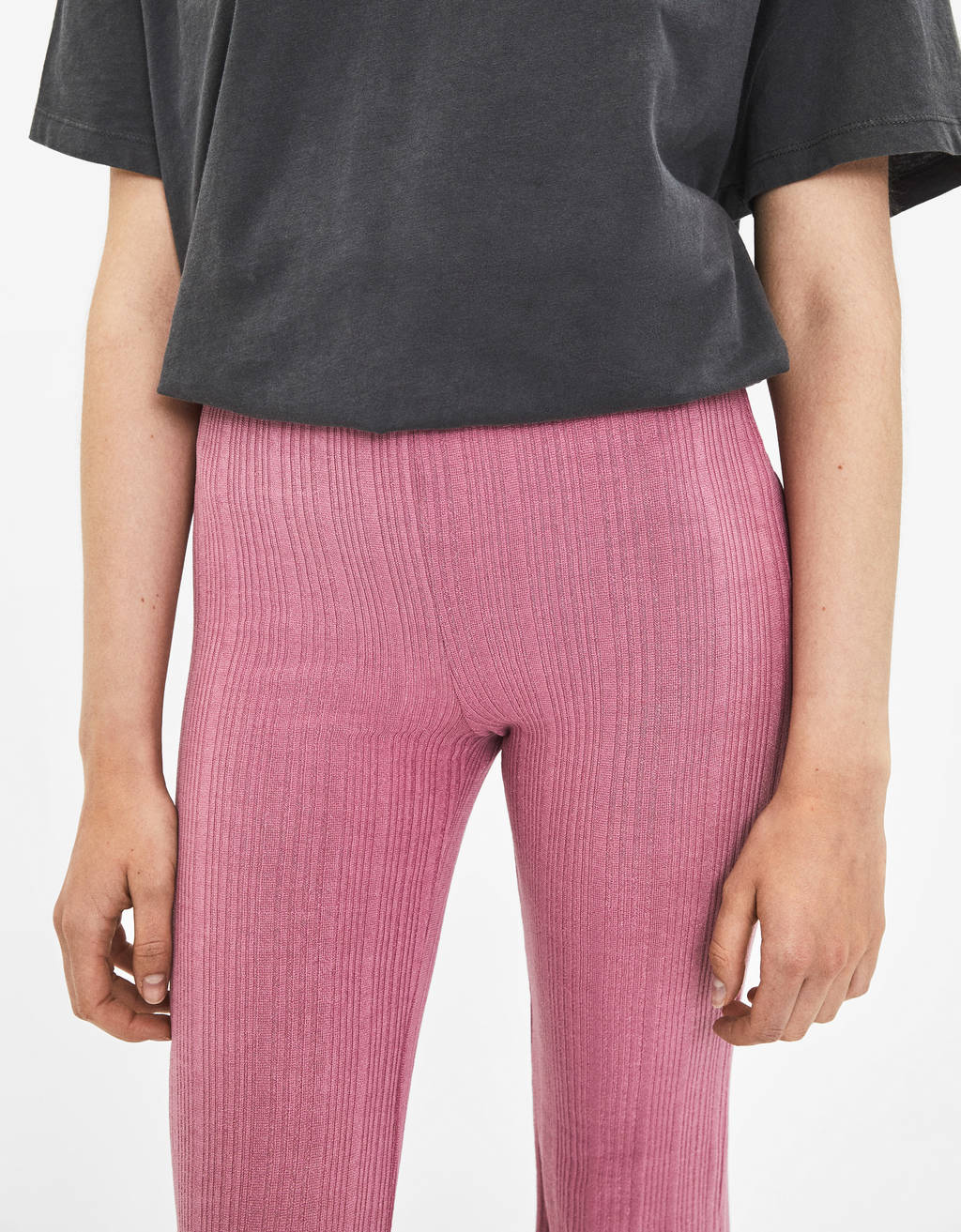 ribbed bell bottom pants