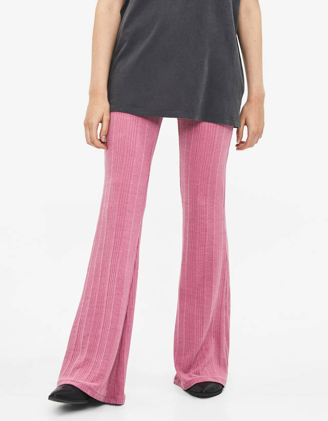 ribbed bell bottom pants
