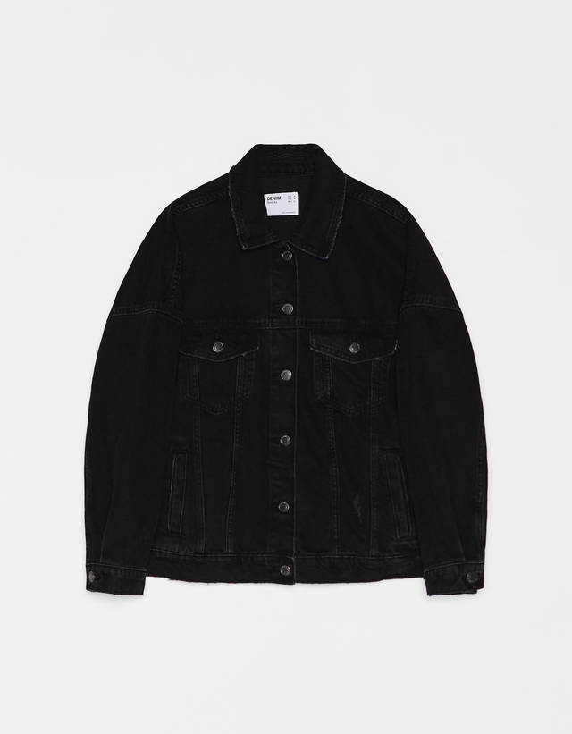 bershka black denim jacket