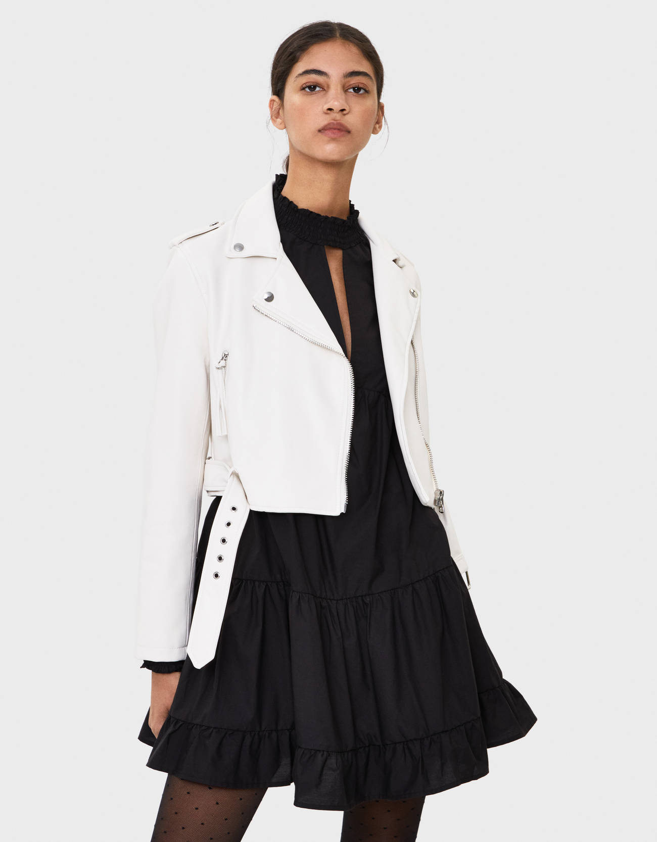 bershka cropped leather jacket