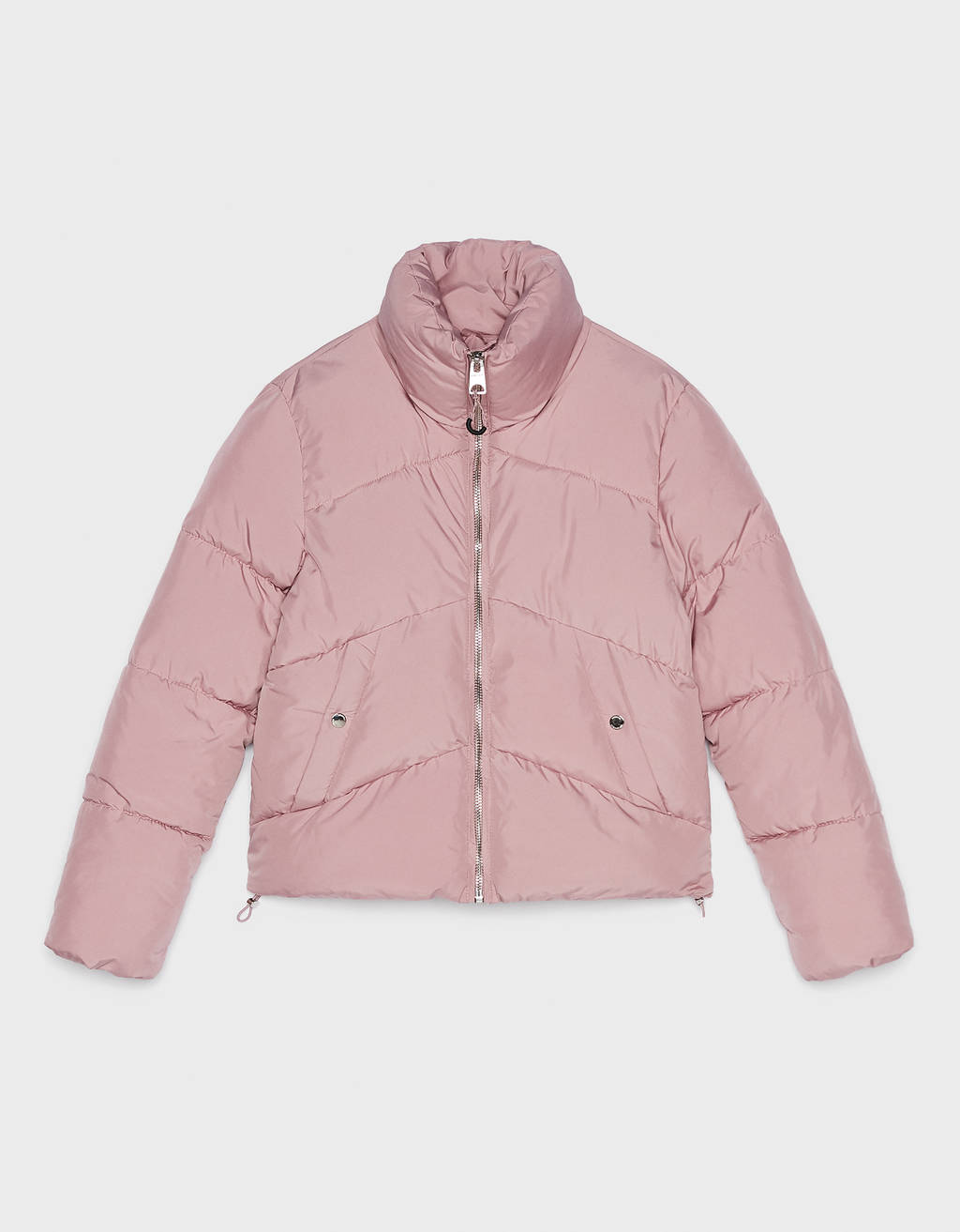 pink puffer jacket bershka