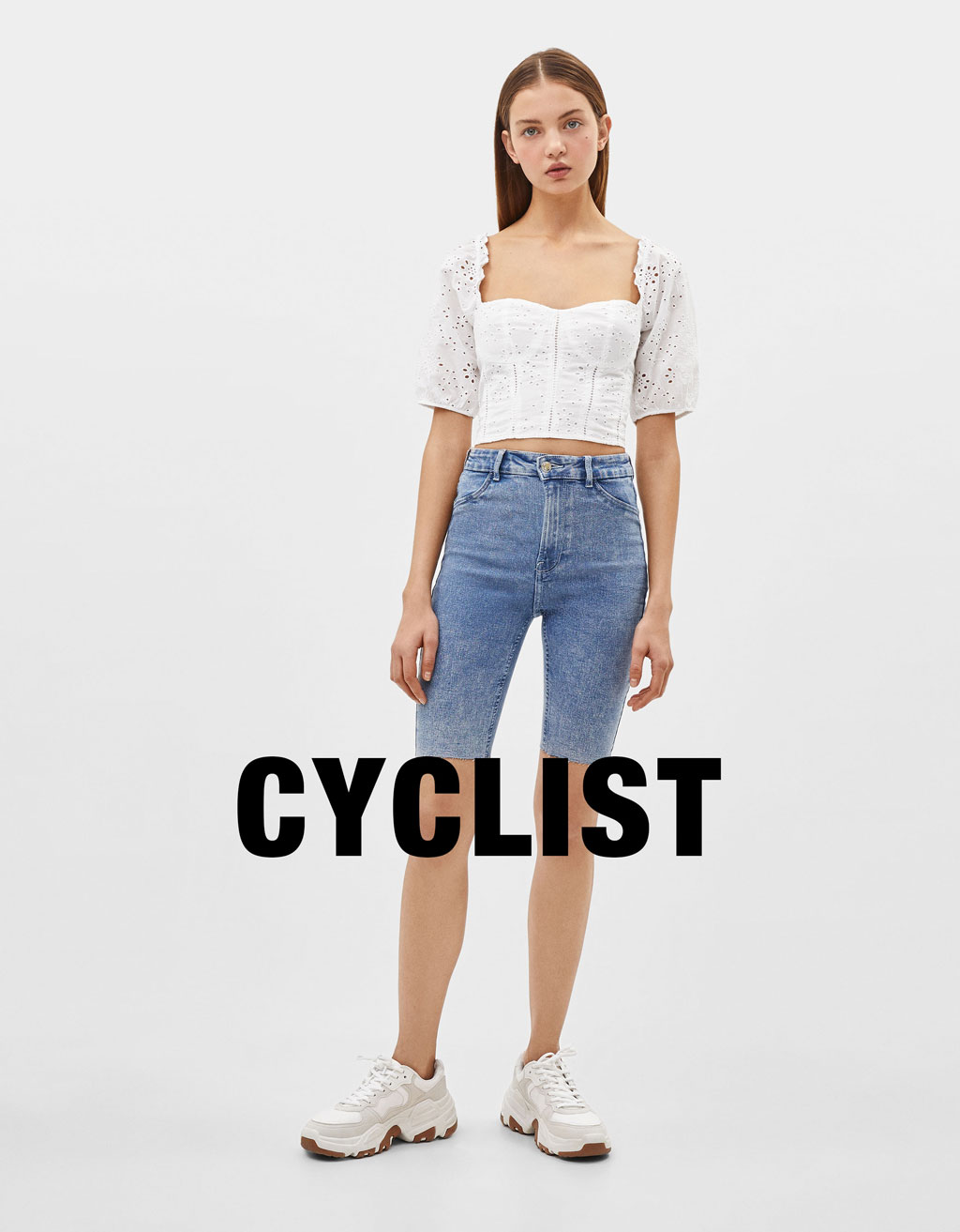 Denim cycling shorts - Heels - Bershka 