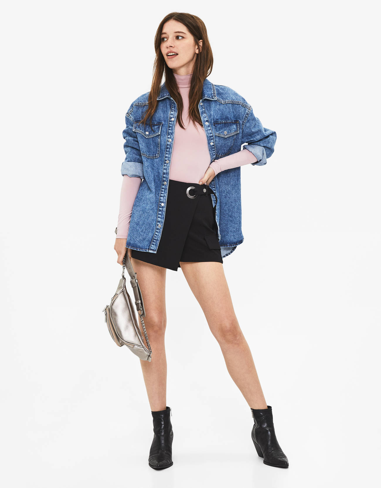 Falda pantalón con cinturón - null - Bershka Venezuela