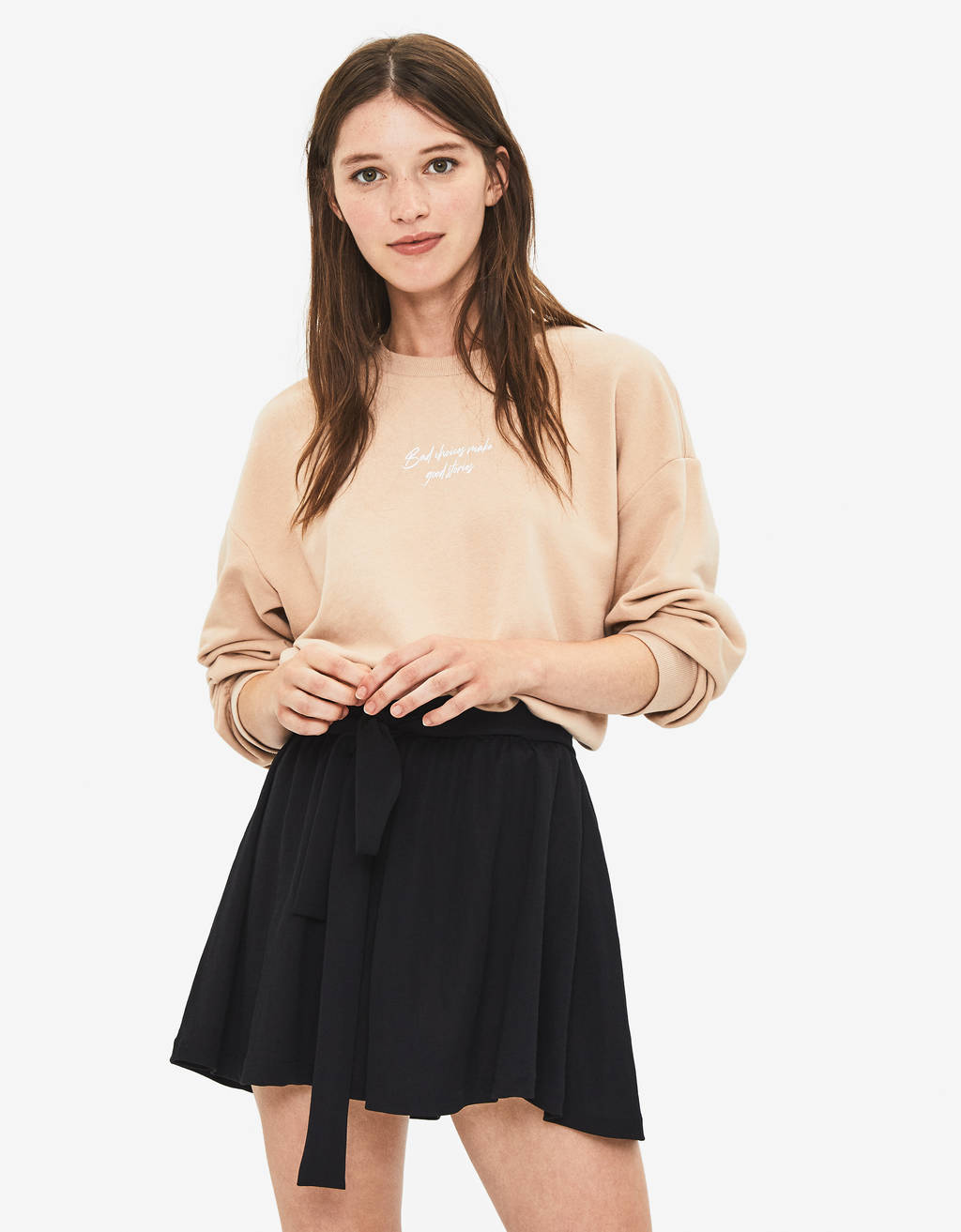 Shorts with tie belt - null - Bershka Bosnia and Herzegovina