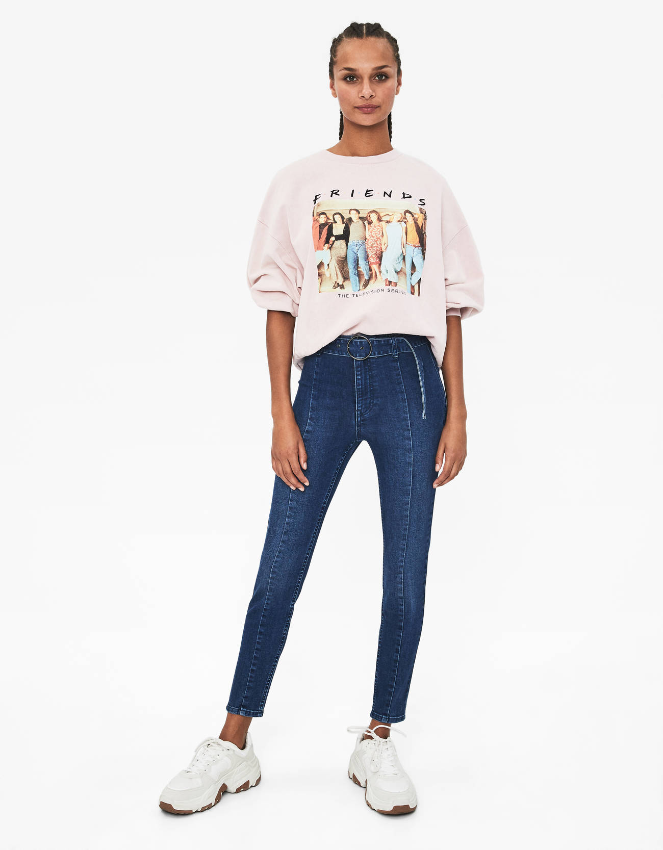 Jeans Skinny High Waist con cinturón - Abrigos - Bershka Venezuela