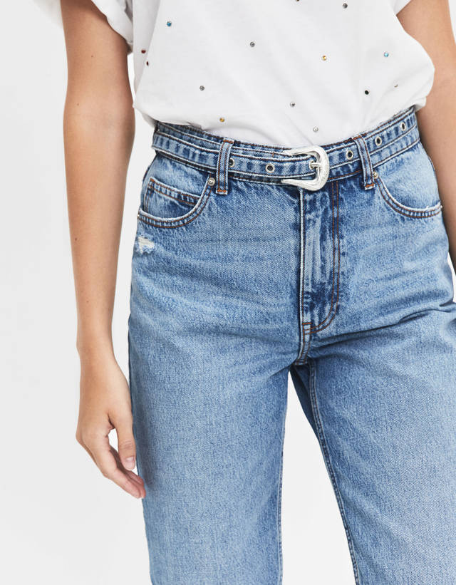 denim bershka mom