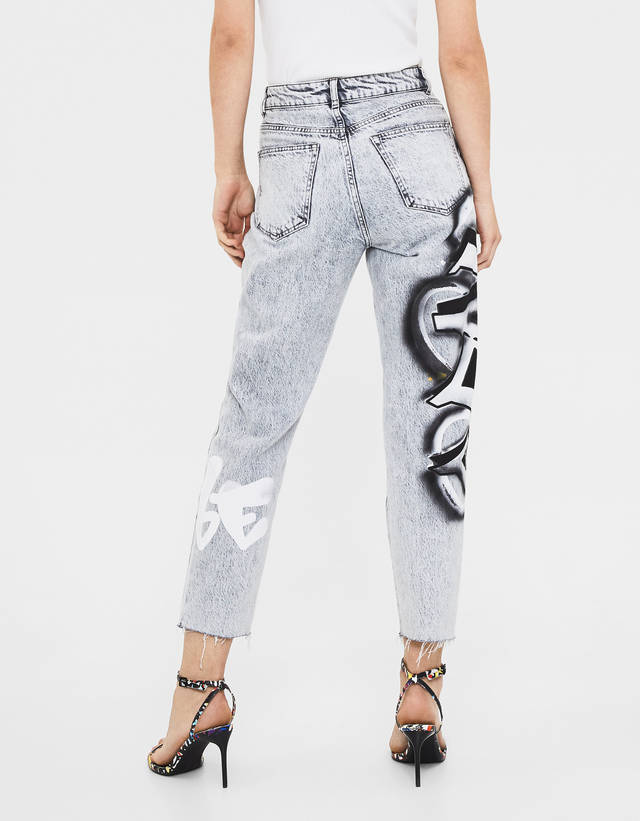 Graffiti mom jeans - Jeans - Bershka 