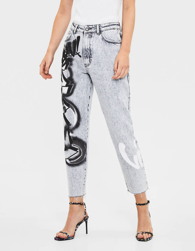 Graffiti mom jeans - Jeans - Bershka 