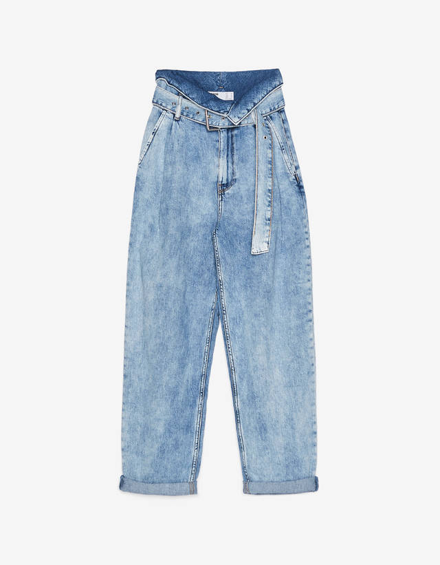 Mom jeans with belt - null - Bershka 
