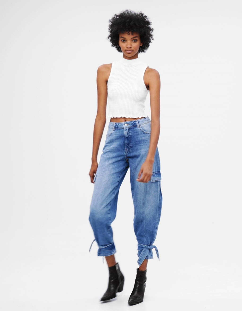 Balloon fit cargo jeans - Woman | Bershka