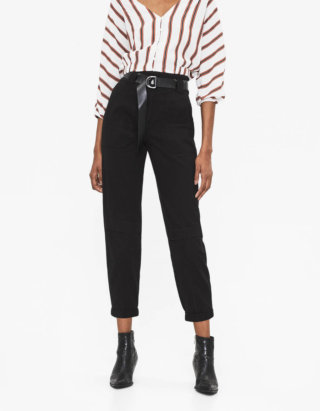 Belted paperbag trousers - null 