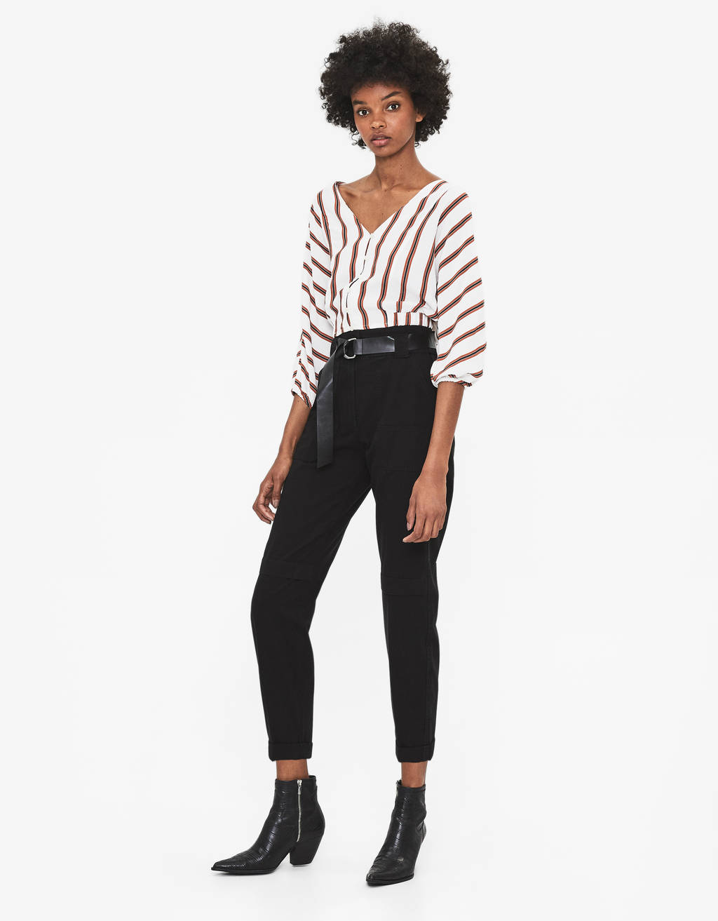 Belted paperbag trousers - null 