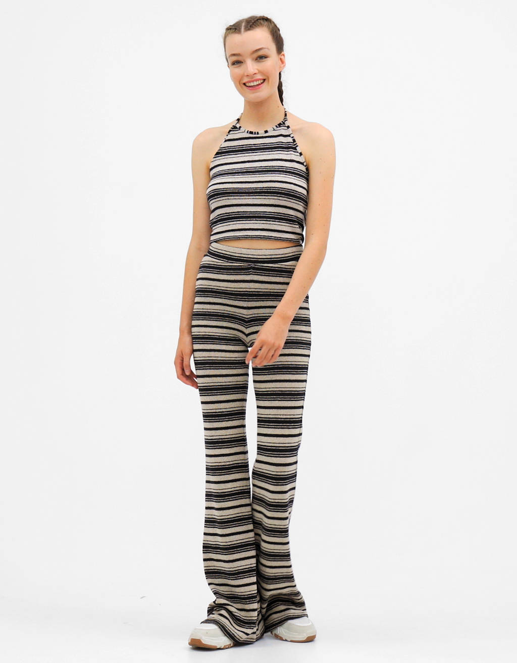 Striped flared trousers - Woman | Bershka